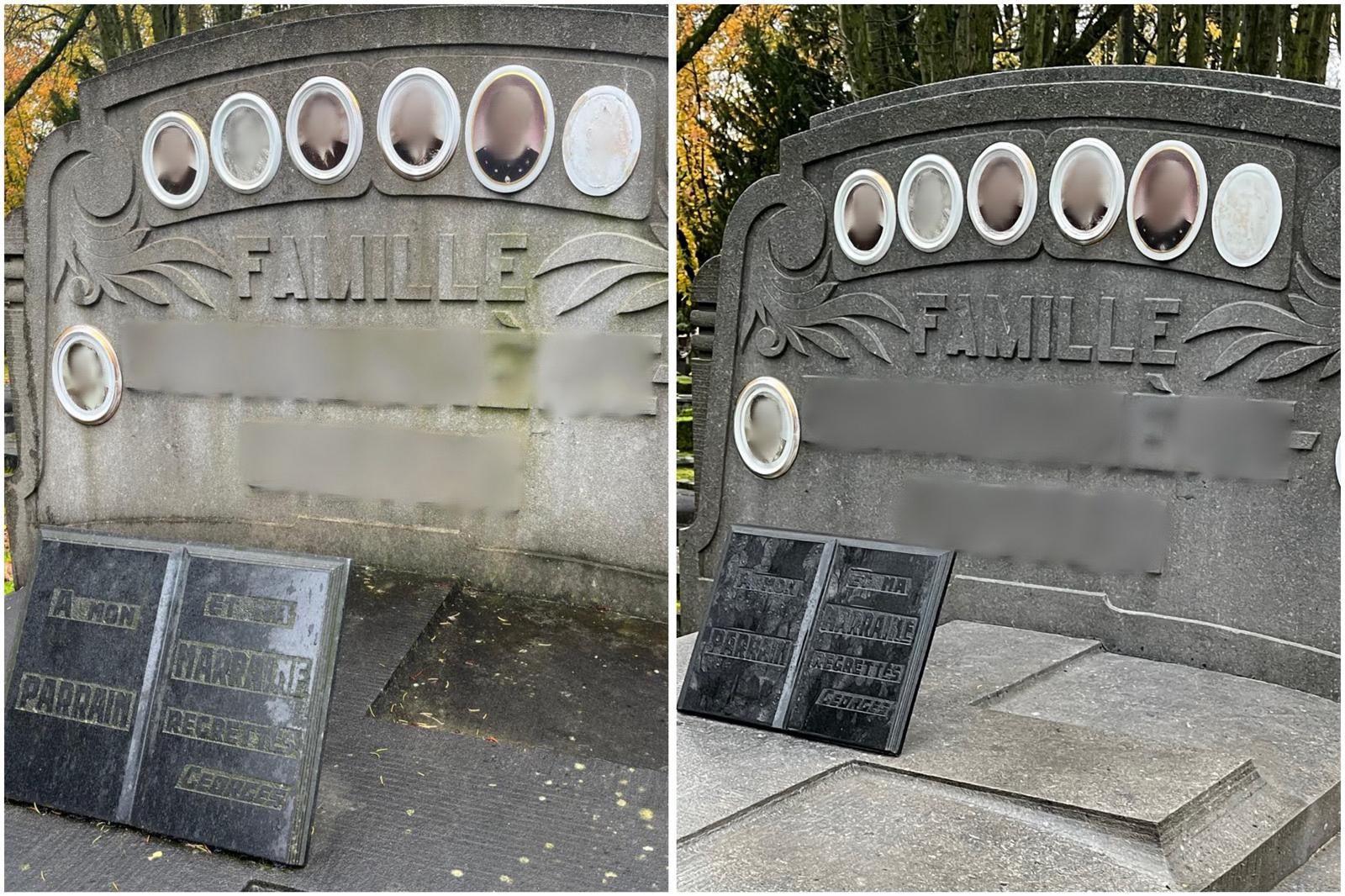 Nettoyage monument famille Liège avant après
