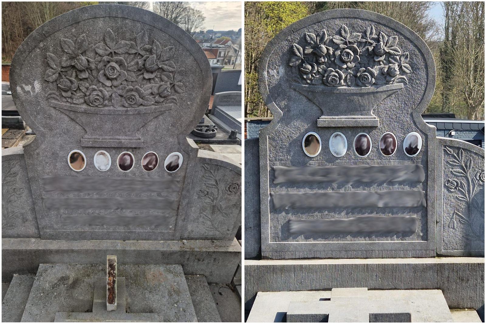 Nettoyage monument ornemental Liège avant après